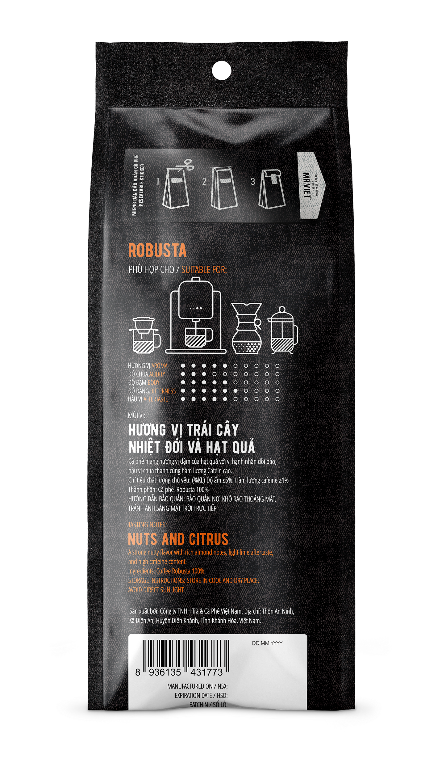 MR. VIET Robusta Ground Coffee 250g