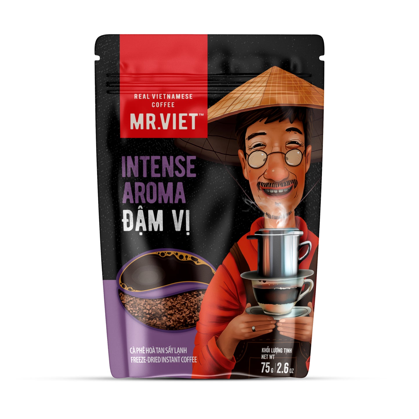 MR. VIET Intense Aroma Instant Coffee 75G in Zip Packages